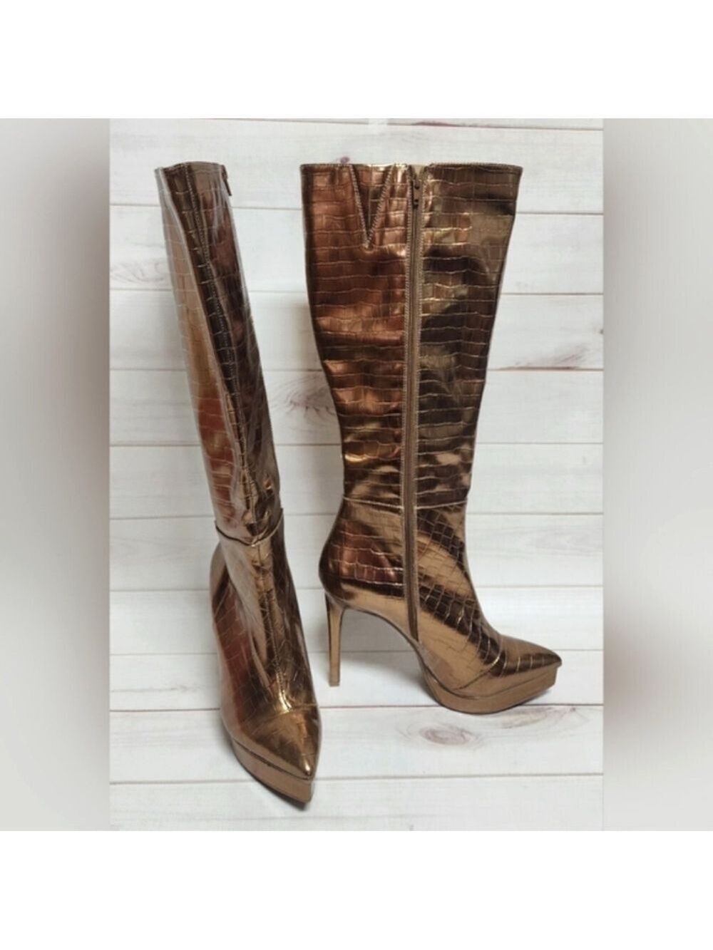 Thalia Sodi Womens Jessy Embossed Stiletto Knee-High Boots Size 9 -  New
